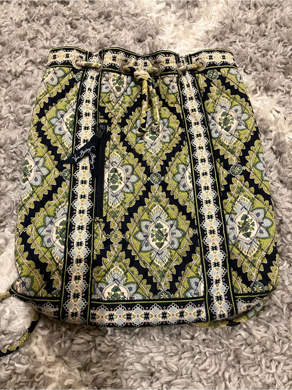 Vera Bradley Green Printed Drawstring Bag